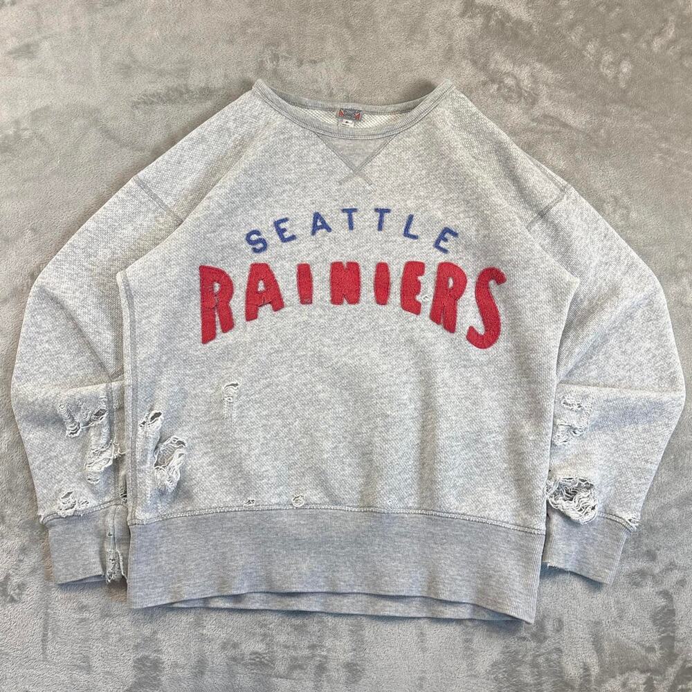 Ebbets Field Flannels Seattle Rainiers Crewneck Sweatshirt Men’s S Distressed